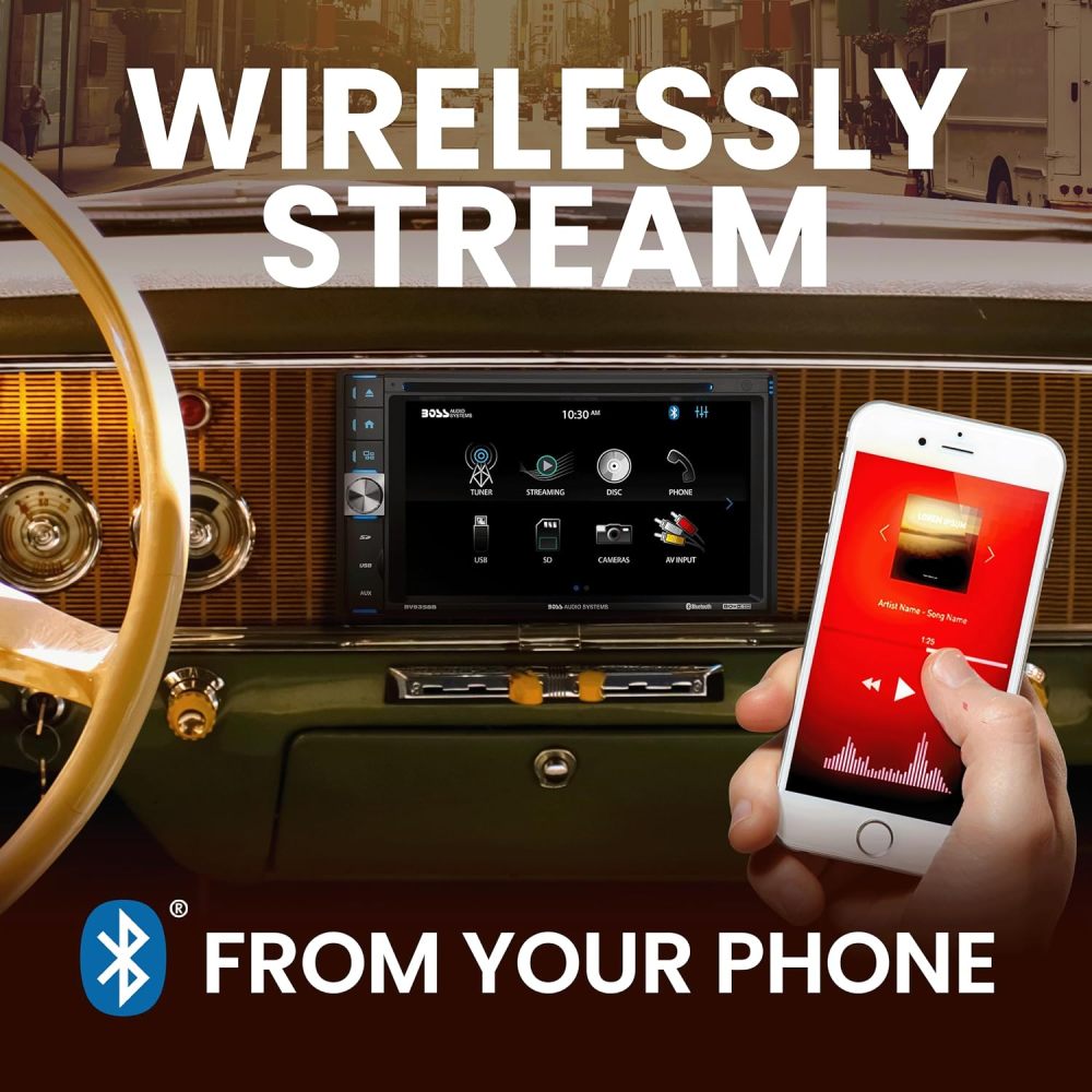 Sistema estéreo de coche - Doble DIN de 6.2 pulgadas, visualización táctil, audio Bluetooth y unidad principal de llamadas, entrada auxiliar, USB, SD, reproductor de CD, receptor de radio AM/FM, cámara de respaldo