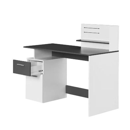 Escritorio Contemporáneo color Blanco/Gris 1 puerta 1 cajón