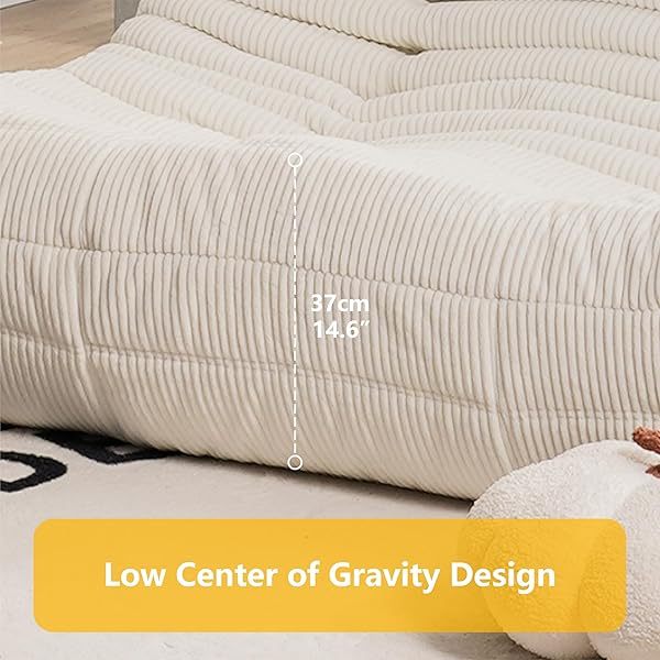 Sofá de tres plazas, sofá de piso de tamaño doble sin brazos de mediados de siglo, sillón de piso de pana suave de primera calidad, sillón decorativo de espuma para sala de estar, dormitorio (lima)