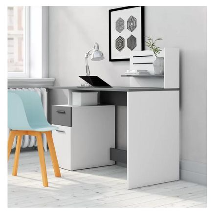 Escritorio Contemporáneo color Blanco/Gris 1 puerta 1 cajón