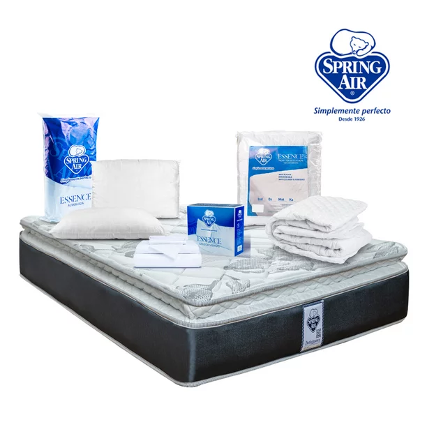 Paquete Colchon King Size + 2 Almohadas + Cubre Colchon + Sabanas Spring Air Smith