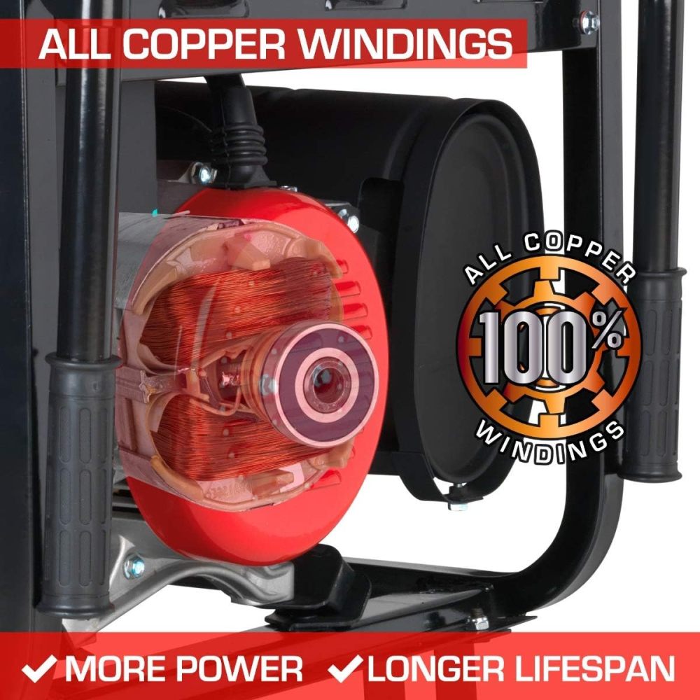DS10000EH Generador portátil de Doble Combustible, 10000 W, Arranque eléctrico, Respaldo en casa y Listo para RV, Aprobado por 50 Estados, Rojo/Negro