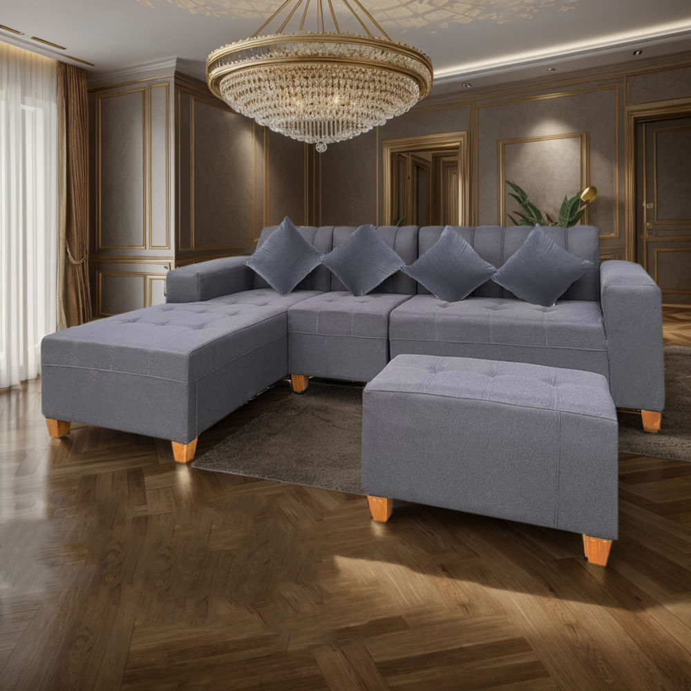 Sofa Seccional Hamburgo 4 cuerpos + Puff Movenda