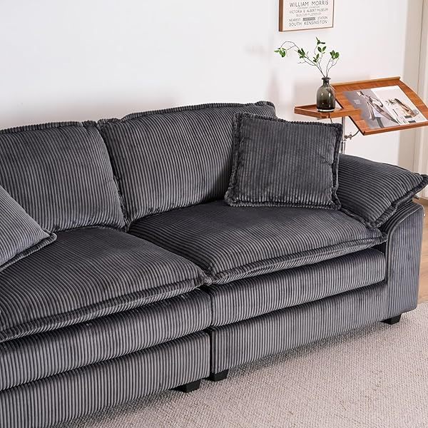 Sofá seccional Loveseat con otomana, sofá cama moderno con almohadas