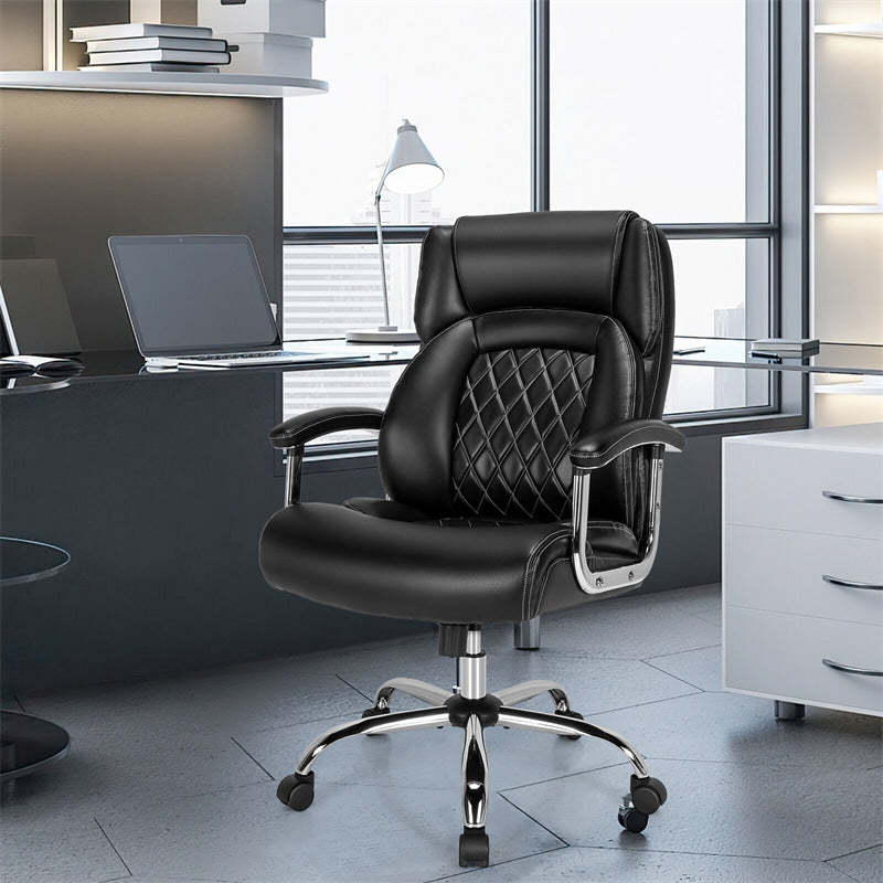 Silla de oficina giratoria de altura ajustable de 500 libras, silla de escritorio para ordenador, silla ejecutiva de piel sintética con Base de Metal resistente
