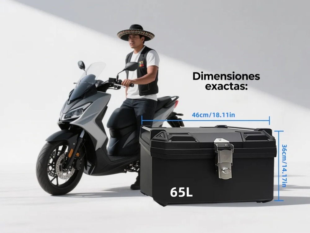 Caja Trasera Para Moto Cajuela 65l Con Cascos Muy Resistente