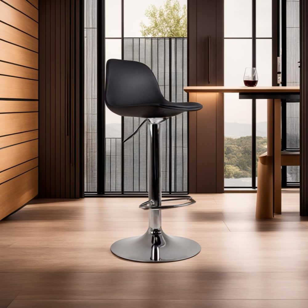 Juego de 4 Sillas para Bar con Reposapiés y Respaldo Medio | Taburetes Giratorios para Barra, Restaurantes, cocinas, con Altura Ajustable, Cómodas y Acolchadas(Negro1)