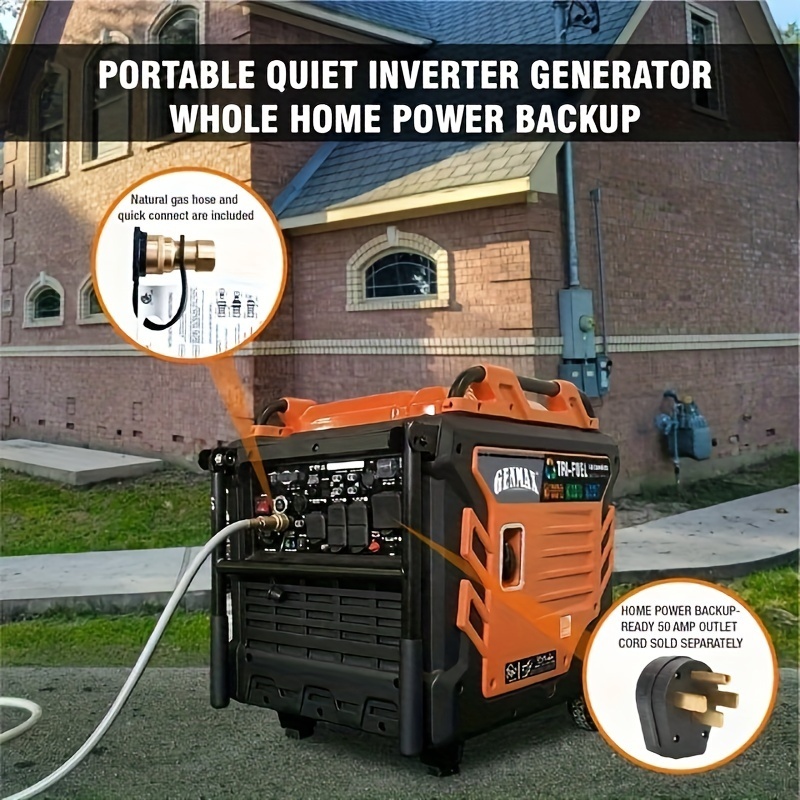 Generador inversor portátil  de 10500 W, compatible con EPA, función de modo ecológico, ultraligero para uso doméstico de respaldo, camping y vehículos recreativos