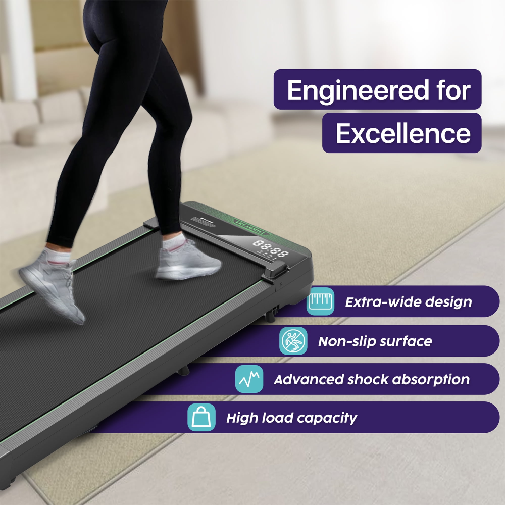 Cinta de correr para debajo del escritorio con plataforma para caminar con inclinación para hacer ejercicio en casa y en la oficina