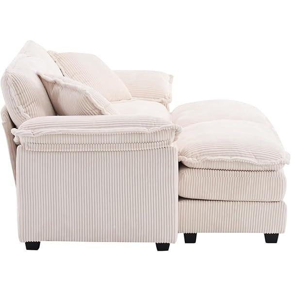 Sofá seccional Loveseat con otomana, sofá cama moderno con almohadas