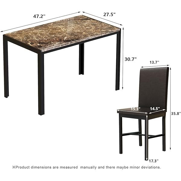 Juego de mesa de comedor para 4, 5 piezas de mármol DiningTableSet