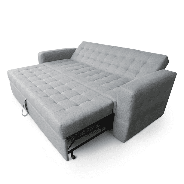 Sofá cama Matrimonial Moderno Plegable en Lino Gris Claro Sofa cama Matrimonial en Lino