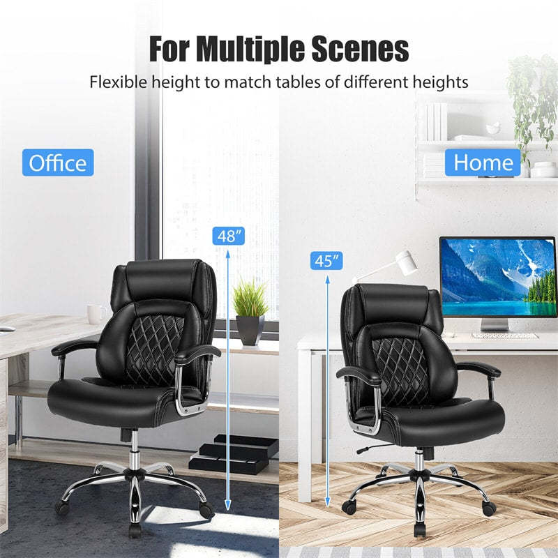 Silla de oficina giratoria de altura ajustable de 500 libras, silla de escritorio para ordenador, silla ejecutiva de piel sintética con Base de Metal resistente