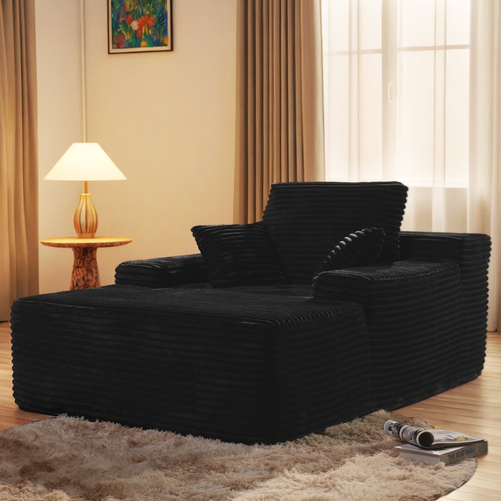 Sillón Chaise Lounge Gigante Ovios 170x122cm - Sofá Cama Ultra Cómodo de Pana, Sin Montaje, Para Salón