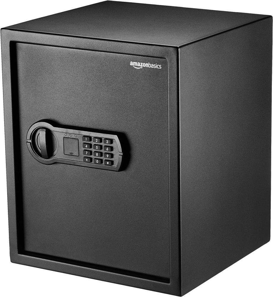 Caja fuerte de seguridad para el hogar de acero con teclado programable, documentos seguros, joyas, objetos de valor, 1.52 pies cúbicos, 13.8 x 13 x 16.5 pulgadas, color negro