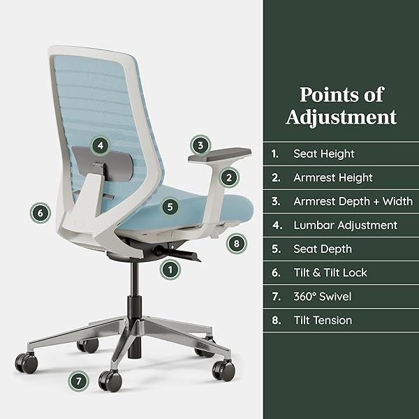 Silla ergonómica: una silla de escritorio versátil con soporte lumbar ajustable, respaldo de malla transpirable y ruedas suaves