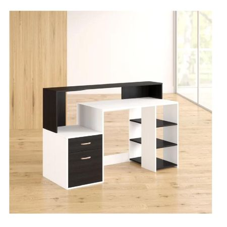 Escritorio Juvenil color Blanco/Negro 1 cajón 1 puerta