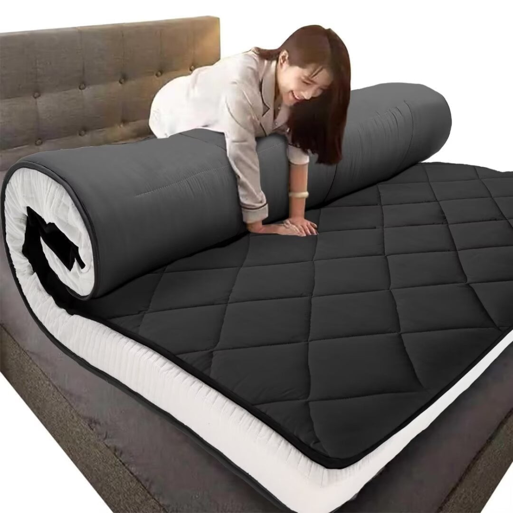 Colchón futón japonés de espuma viscoelástica plegable de 4 pulgadas, tamaño completo, gris (80 x 54 x 4 pulgadas)