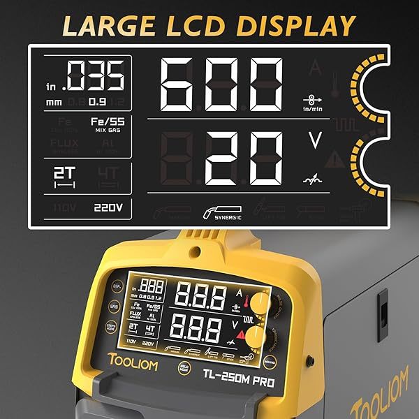 135A MIG Welder Flux Core 110V MIG Soldador sin gas MIG/Lift TIG/Stick Máquina de soldadura 3 en 1 IGBT DC Inversor con visualización LCD Soldador MIG de flujo 135A 110V