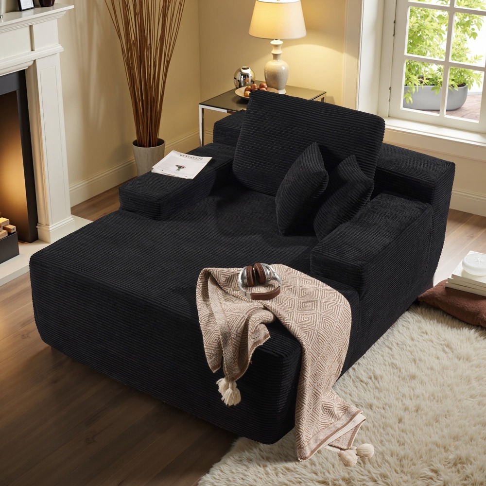 Sillón Chaise Lounge Gigante Ovios 170x122cm - Sofá Cama Ultra Cómodo de Pana, Sin Montaje, Para Salón