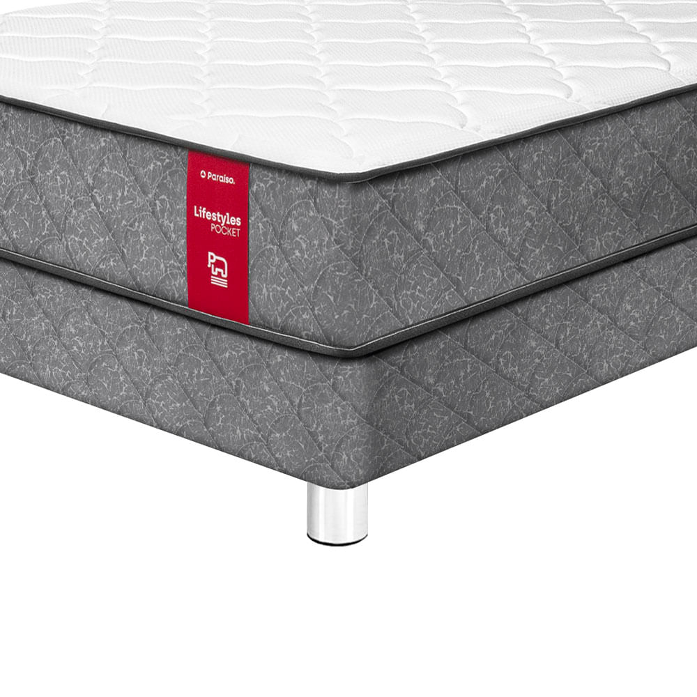Dormitorio Lifestyles Pocket Acero 2 Plazas + Sofá Cama + 2 Almohadas + 1 Protector