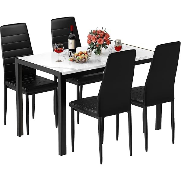 Juego de mesa de comedor para 4, 5 piezas de mármol DiningTableSet