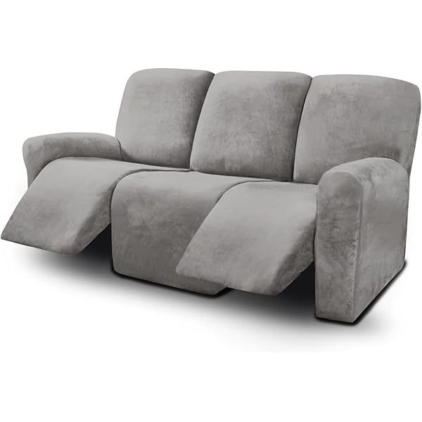 Fundas de sofá reclinables de terciopelo de 8 piezas, fundas elásticas para sofá reclinable de 3 cojines, fundas para sofá reclinable, muebles