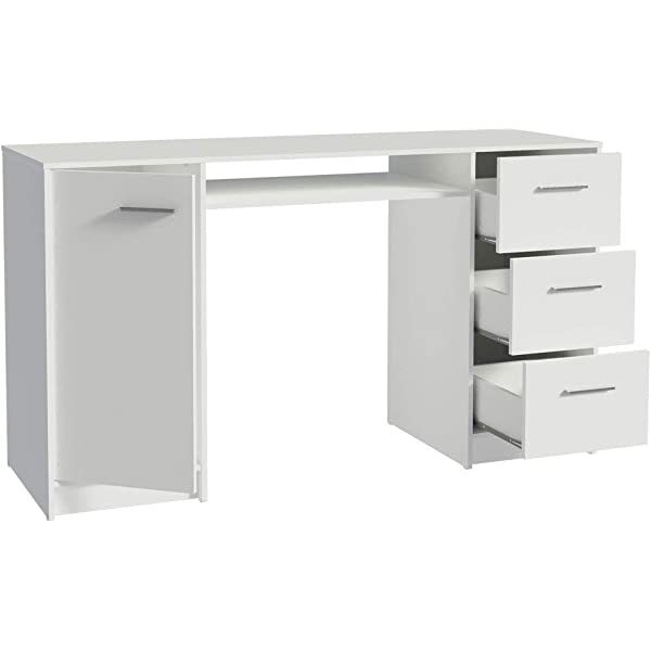 Madesa Escritorio para Pc con 3 Cajones y 1 Puerta Alaska - Blanco