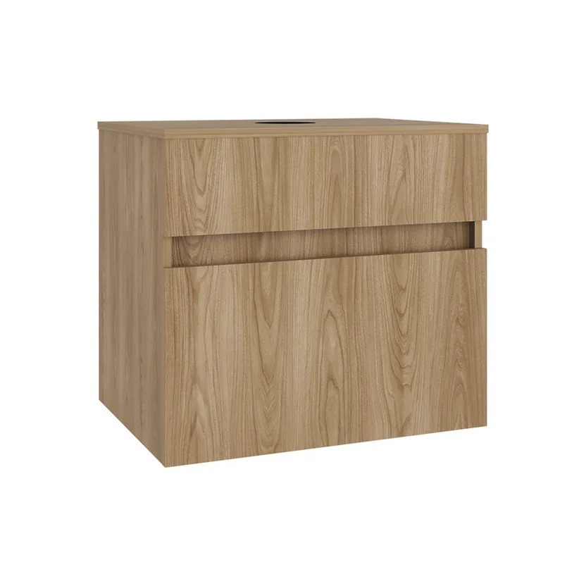 Combo Sanitario Cima, Mueble Palermo 60 Cm Fresno + Lavamanos Spazio Griferia Mate Black + Accesorios Negros