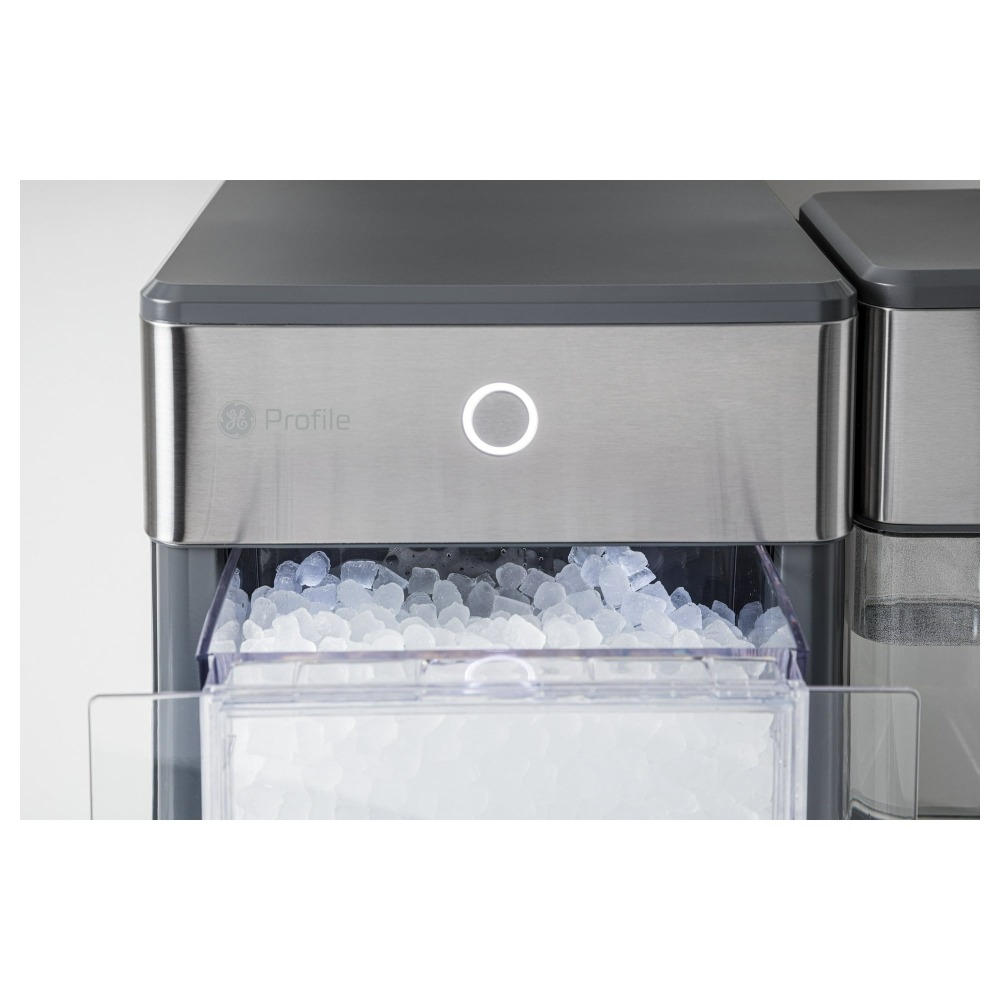 Máquina de hielo en pepitas + tanque lateral, máquina de hielo de mostrador, acero inoxidable, producción diaria de hielo de 24 lb