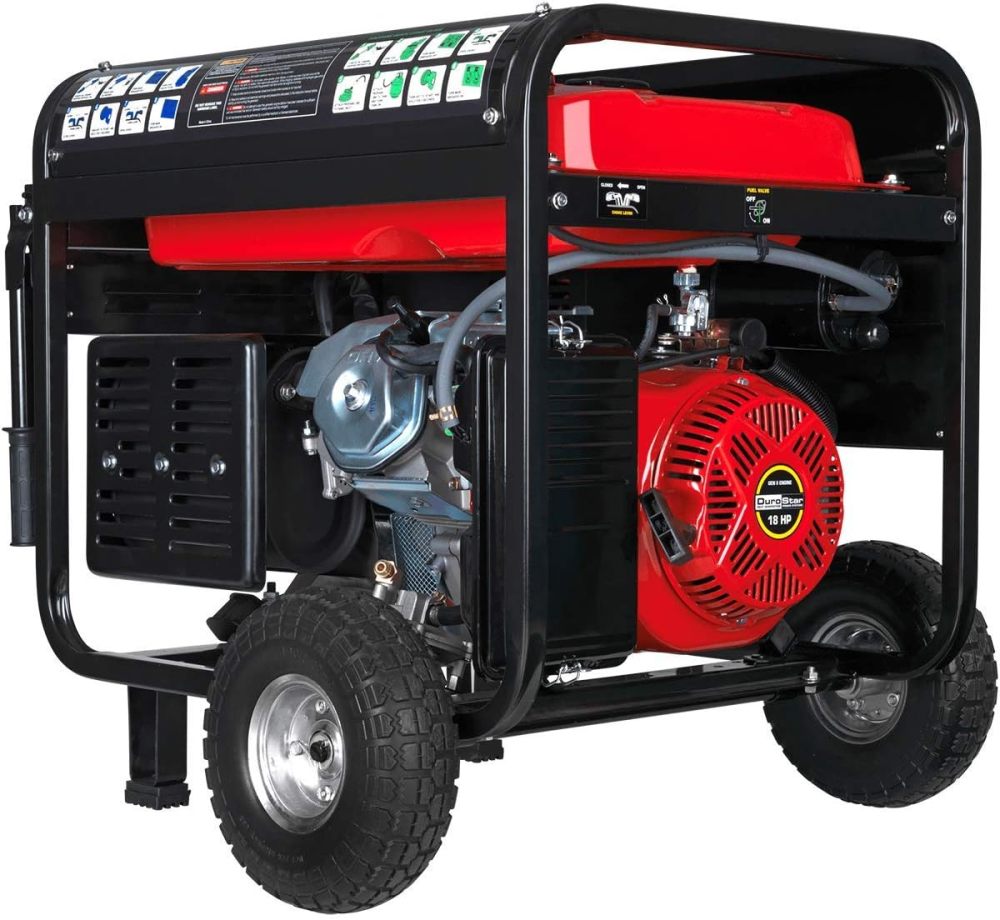 DS10000EH Generador portátil de Doble Combustible, 10000 W, Arranque eléctrico, Respaldo en casa y Listo para RV, Aprobado por 50 Estados, Rojo/Negro