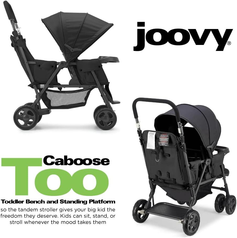 JOOVY Caboose Too - carriola de tándem de pie (grafito), color negro