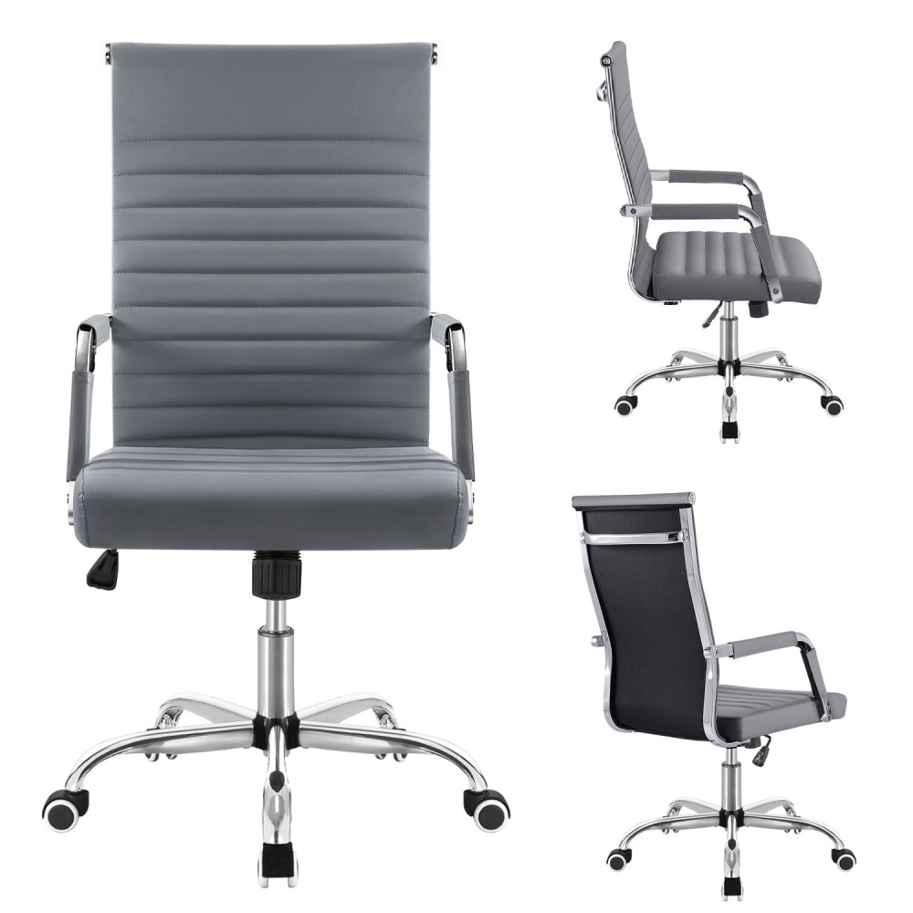 Silla de Trabajo con Brazos - Piel Imitación Cuero - Ideal para Oficina/Reuniones