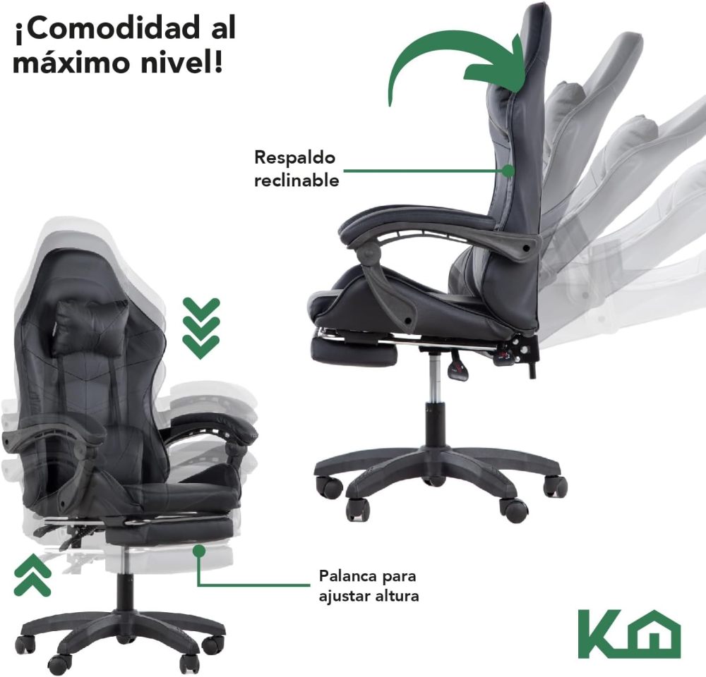 Silla ergonómica reclinable para juegos
