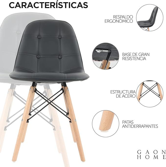 Silla de Comedor, Oficina, Sala de Estar Estilo Minimalista (Negro.)