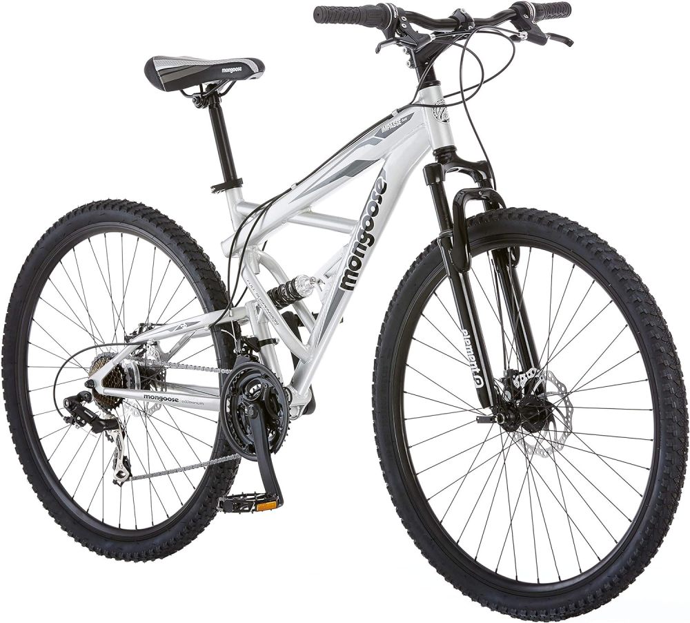 Bicicleta de montaña de suspensión completa, hombres y mujeres, marco de aluminio, palanca de cambios, desviador trasero de 21 velocidades, frenos de disco delantero y trasero