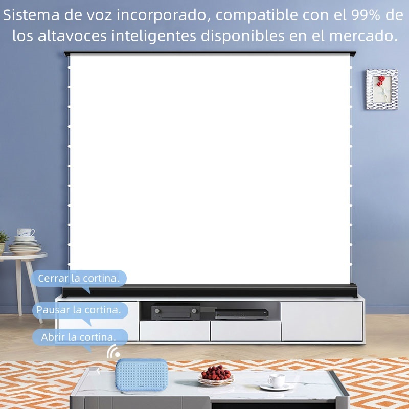 Pantalla de proyección eléctrica para uso doméstico con control de voz inteligente