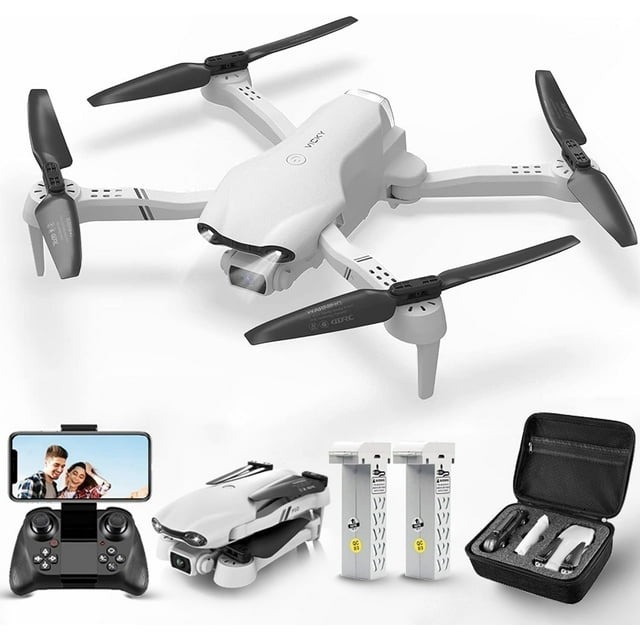 Dron FPV Wifi F10-1080P con cámara HD 1080P, modo sin cabeza/giros 3D, cuadricóptero RC para principiantes, color blanco plateado