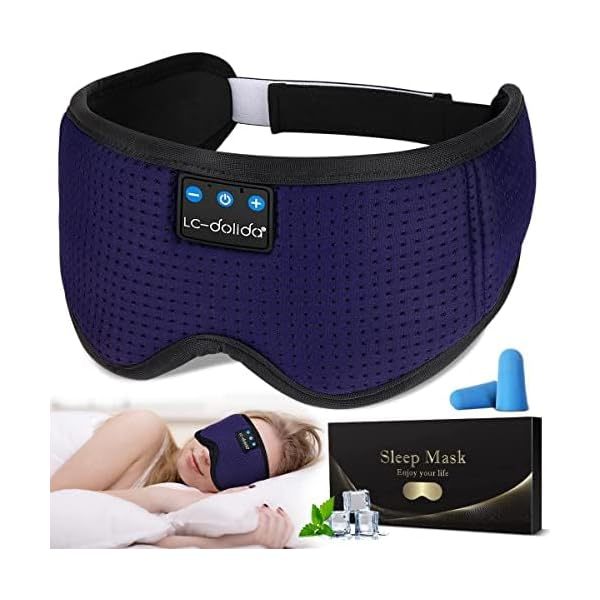 Auriculares para dormir, máscara para dormir 3D con Bluetooth, máscara para dormir con música inalámbrica, auriculares para dormir para quienes duermen de lado