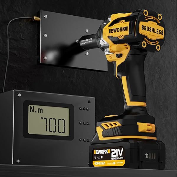 Llave de impacto inalámbrica de 1/2 pulgada, 21 V, sin escobillas, pistola de impacto de alto torque,bolsa de herramientas (RB-810), versión 700 ft-lbs/Pro
