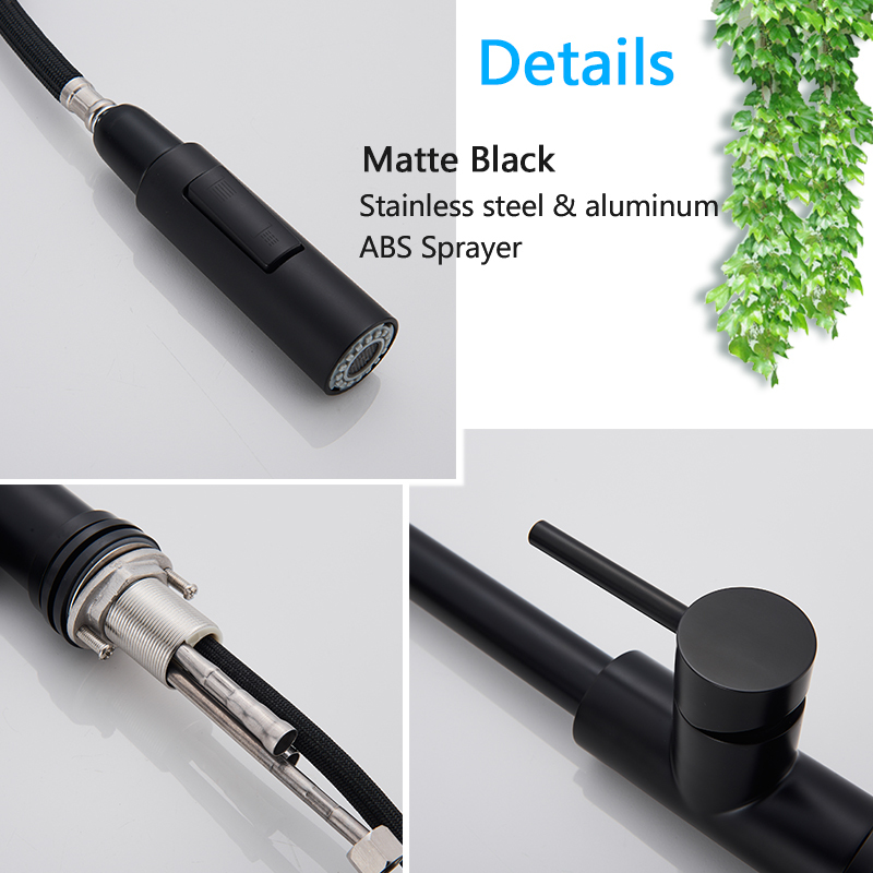 Grifo de cocina Smart Touch negro extraíble con sensor y rotación de 360 ​​grados, color negro y níquel