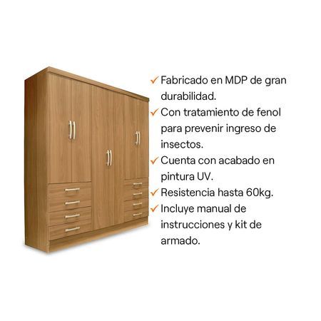Ropero  6 Puertas 8 Cajones MDP Nature Orange