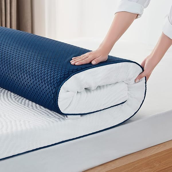 Sobrecolchón de espuma viscoelástica de 3 pulgadas California King, espuma viscoelástica con gel refrescante, sobrecolchón suave con funda Tencel™