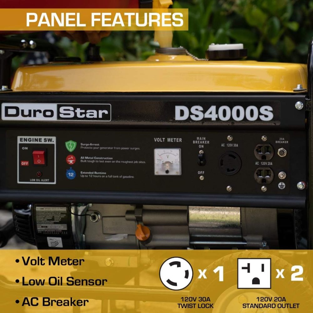 DS10000EH Generador portátil de Doble Combustible, 10000 W, Arranque eléctrico, Respaldo en casa y Listo para RV, Aprobado por 50 Estados, Rojo/Negro