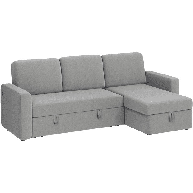 Sofá Seccional Reversible Alden Design con Puertos USB y Type-C para Sala de Estar