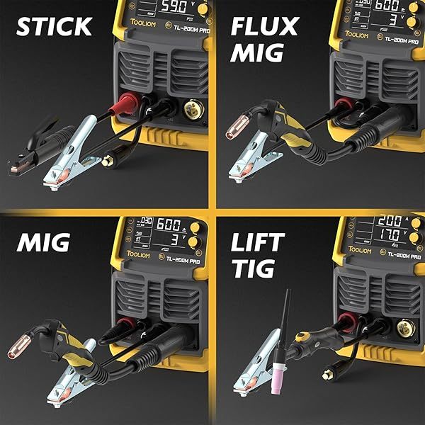 135A MIG Welder Flux Core 110V MIG Soldador sin gas MIG/Lift TIG/Stick Máquina de soldadura 3 en 1 IGBT DC Inversor con visualización LCD Soldador MIG de flujo 135A 110V
