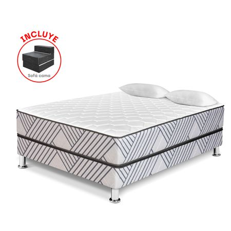 Pack Cama Palmera 2 Plazas + Sofá Cama + Cabecera con Veladores