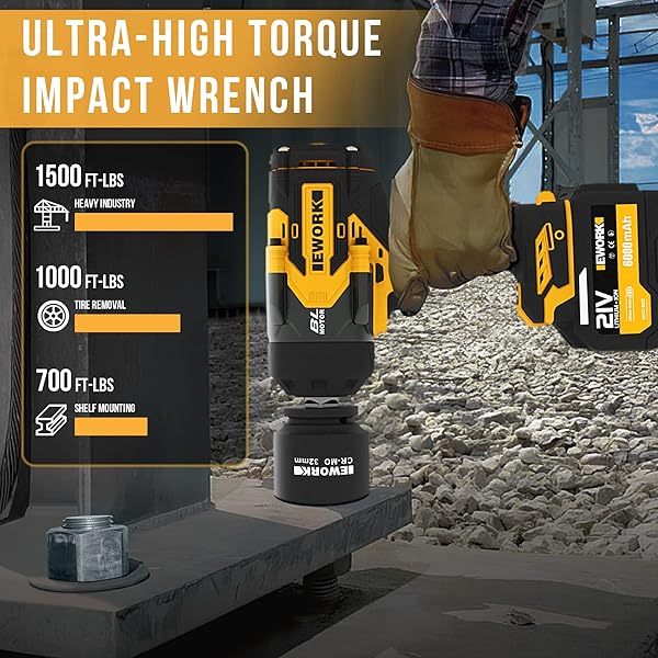 Llave de impacto inalámbrica de 1/2 pulgada, 21 V, sin escobillas, pistola de impacto de alto torque,bolsa de herramientas (RB-810), versión 700 ft-lbs/Pro