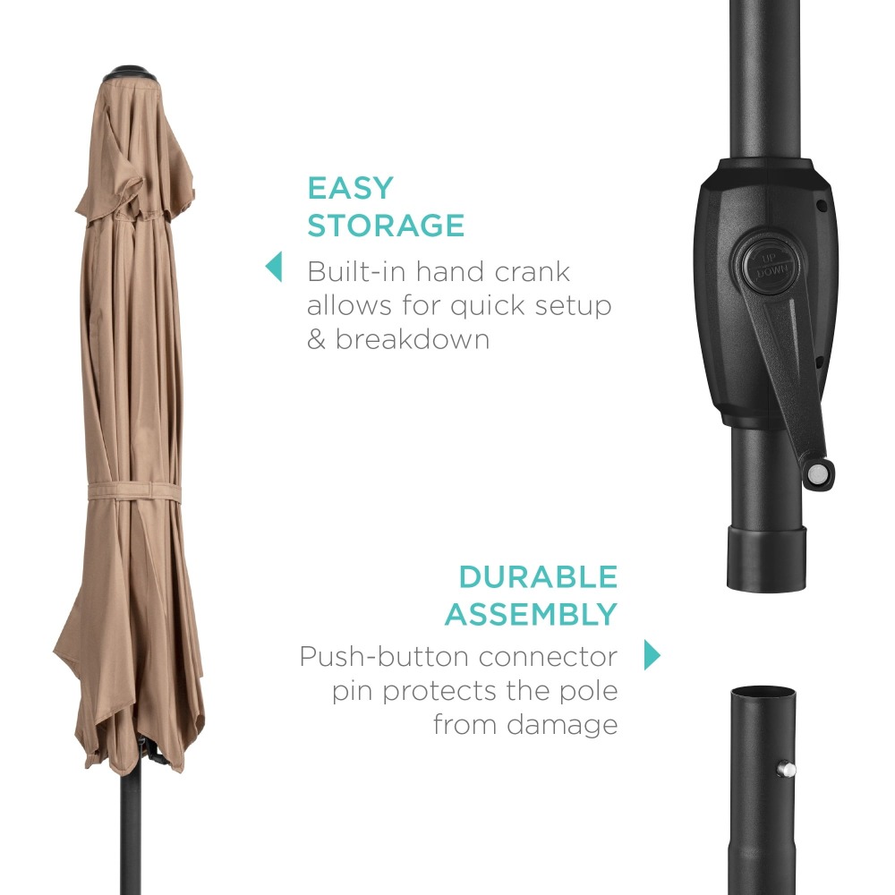 🔥 OFERTA: Sombrilla Exterior 2.3m EXTRA RESISTENTE - Sistema Inclinación con 1 Botón + Manivela Suave - Best Choice