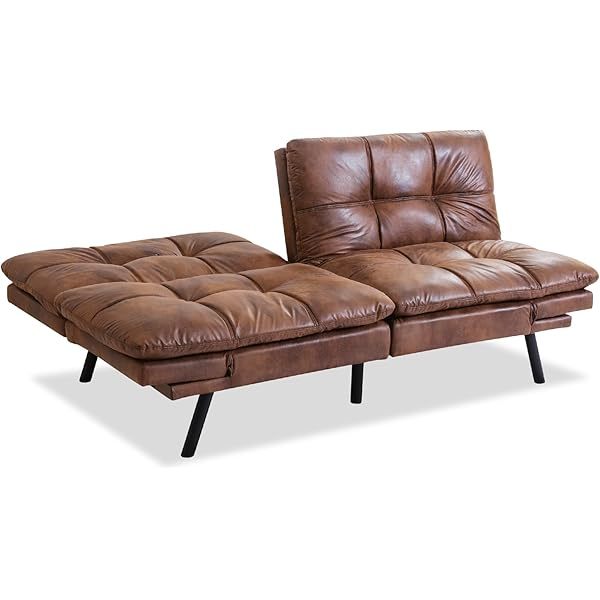 Sofá cama futón de espuma viscoelástica ajustable, sofá con respaldo convertible y reposabrazos, futón plegable, moderno futón cama para sala de estar, apartamento, oficina, habitación pequeña, sofá cama de 71 pulgadas, color negro